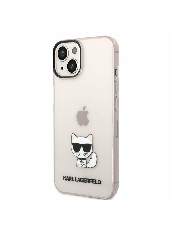 Karl Lagerfeld Karl Lagerfeld Choupette Logo Заден протектор за iPhone 14 Plus Pink