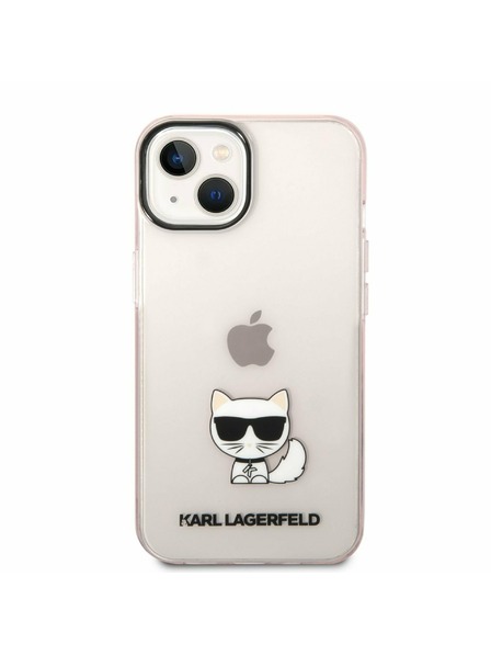Karl Lagerfeld Karl Lagerfeld Choupette Logo Заден протектор за iPhone 14 Plus Pink