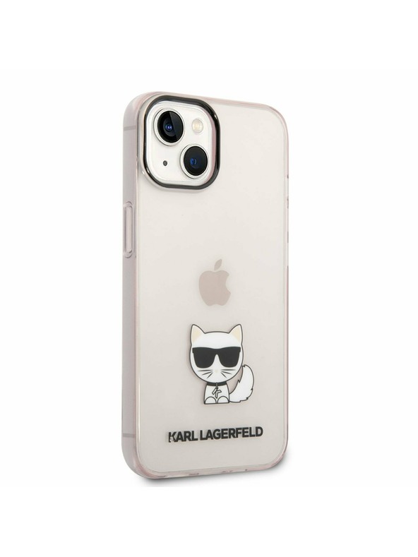 Karl Lagerfeld Karl Lagerfeld Choupette Logo Заден протектор за iPhone 14 Plus Pink