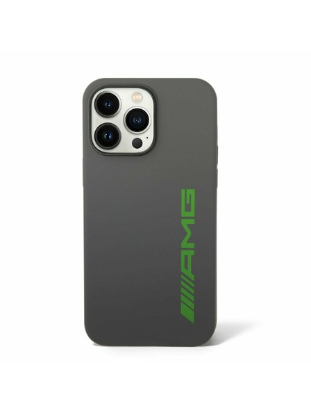 AMG AMG Liquid Silicone Green Logo Задна обвивка за iPhone 14 Pro Grey