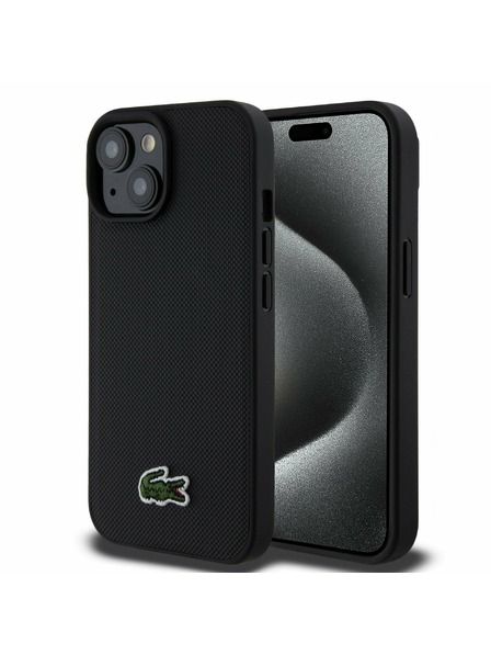 Lacoste Lacoste Iconic Petit Pique Woven Logo Magsafe Задна обвивка за iPhone 15 Black