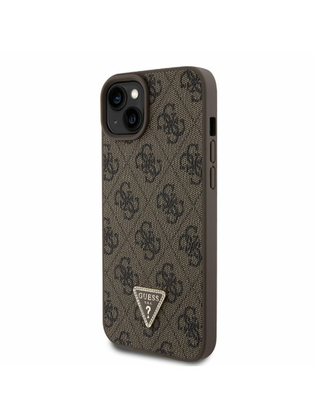 Guess Guess PU 4G Strass Triangle Metal Logo Задна обвивка + Crossbody Ремък за iPhone 15 Plus Brown