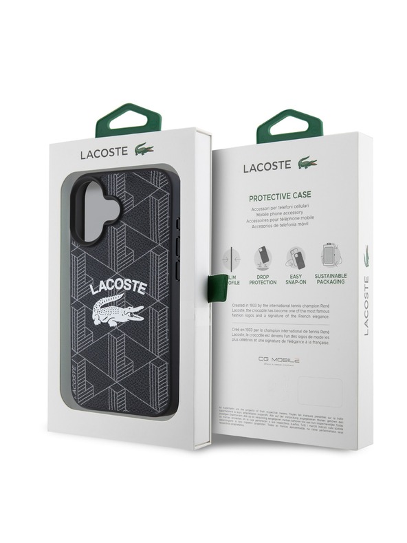 Lacoste Lacoste Blend Monogram MagSafe Задна обвивка за iPhone 16 Black