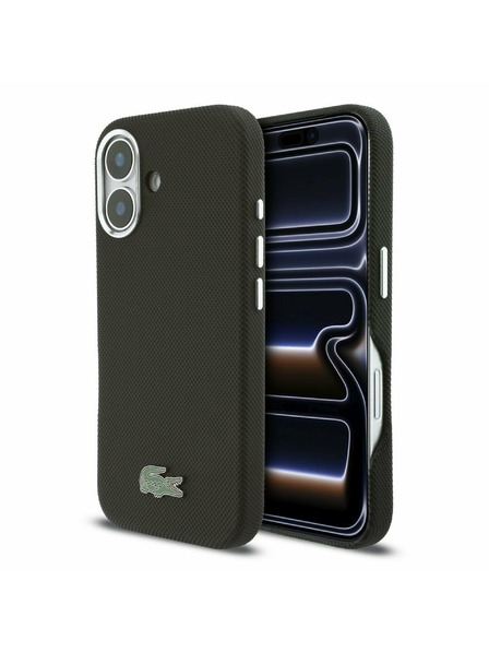 Lacoste Lacoste PVC Iconic Petit Pique Metal Logo MagSafe Задна обвивка за iPhone 16 Black