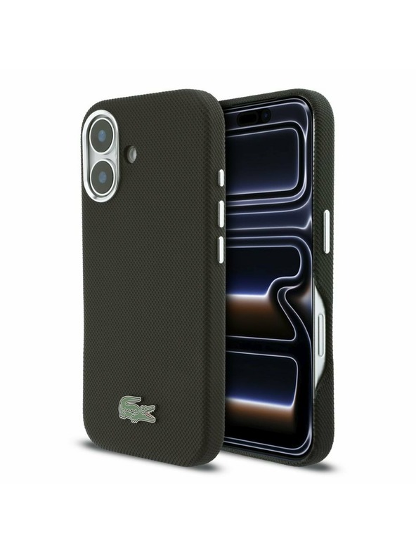 Lacoste Lacoste PVC Iconic Petit Pique Metal Logo MagSafe Задна обвивка за iPhone 16 Black