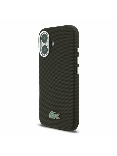 Lacoste Lacoste PVC Iconic Petit Pique Metal Logo MagSafe Задна обвивка за iPhone 16 Black