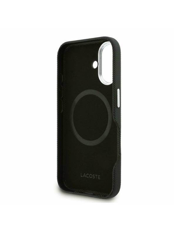 Lacoste Lacoste PVC Iconic Petit Pique Metal Logo MagSafe Задна обвивка за iPhone 16 Black