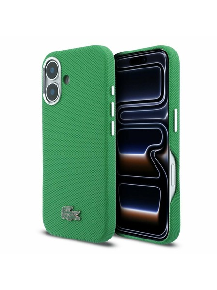 Lacoste Lacoste PVC Iconic Petit Pique Metal Logo MagSafe Задна обвивка за iPhone 16 Estragon Green
