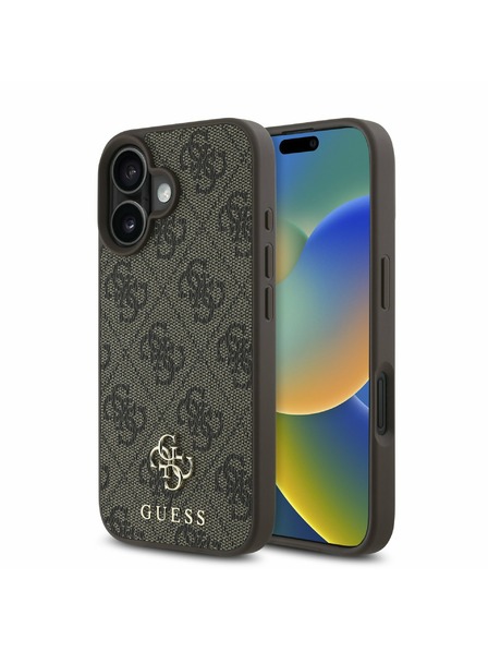 Guess Guess PU 4G Small Metal Logo MagSafe Задна обвивка за iPhone 16 Plus Brown