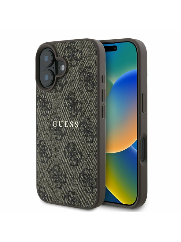 Guess Guess PU 4G Classic Logo MagSafe Задна обвивка за iPhone 16 Plus Brown