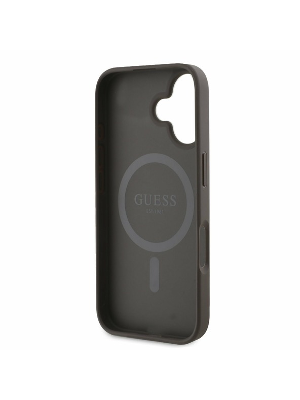 Guess Guess PU 4G Classic Logo MagSafe Задна обвивка за iPhone 16 Plus Brown