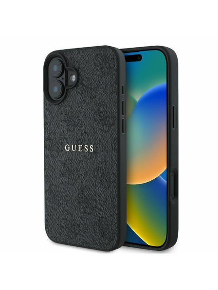 Guess Guess PU 4G Classic Logo MagSafe Задна обвивка за iPhone 16 Plus Black