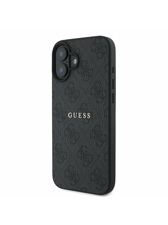 Guess Guess PU 4G Classic Logo MagSafe Задна обвивка за iPhone 16 Plus Black