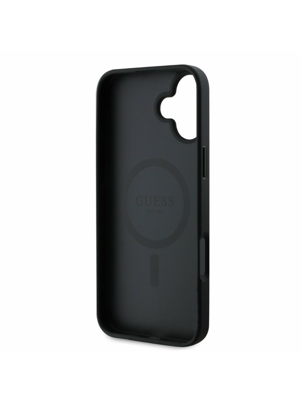 Guess Guess PU 4G Classic Logo MagSafe Задна обвивка за iPhone 16 Plus Black