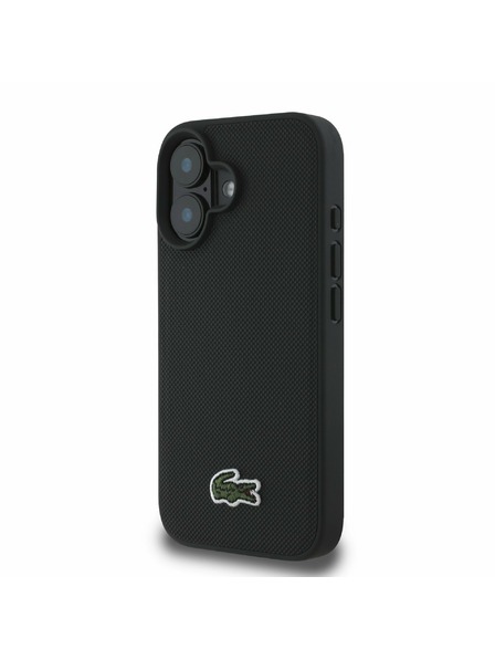 Lacoste Lacoste Iconic Petit Pique Woven Logo MagSafe Задна обвивка за iPhone 16 Plus Black