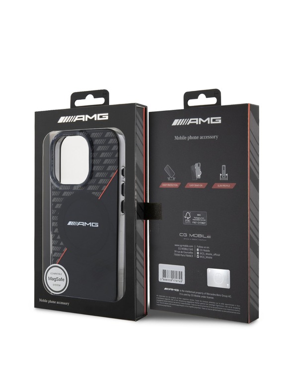 AMG AMG Rhombs MagSafe Задна обвивка за iPhone 16 Pro Black/Red