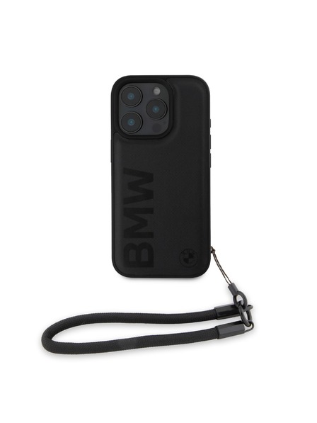 BMW BMW Leather Signature and Strap Задна обвивка за iPhone 16 Pro Black
