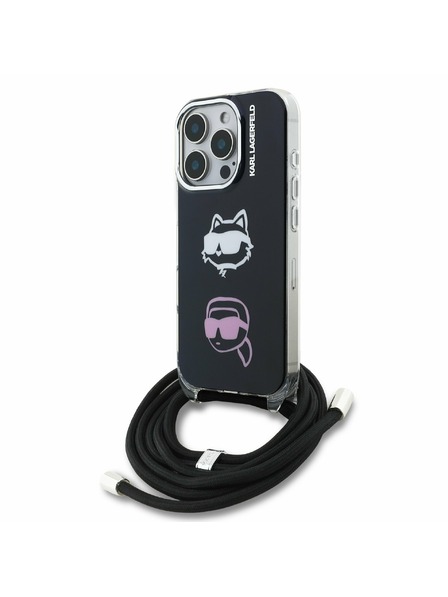 Karl Lagerfeld Karl Lagerfeld IML Crossbody K&CH Heads Задна обвивка за iPhone 16 Pro Black