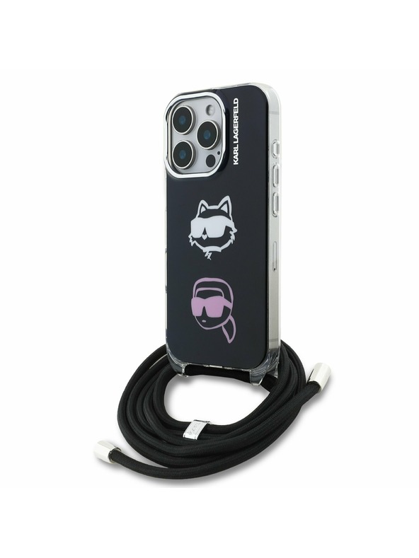 Karl Lagerfeld Karl Lagerfeld IML Crossbody K&CH Heads Задна обвивка за iPhone 16 Pro Black