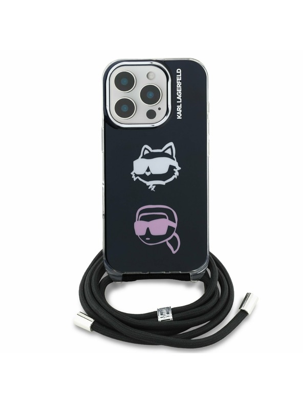 Karl Lagerfeld Karl Lagerfeld IML Crossbody K&CH Heads Задна обвивка за iPhone 16 Pro Black
