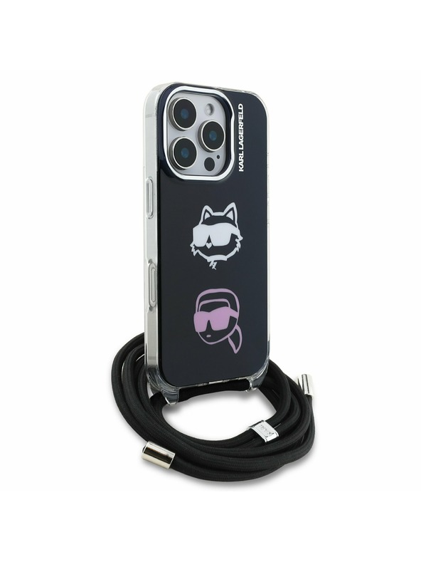Karl Lagerfeld Karl Lagerfeld IML Crossbody K&CH Heads Задна обвивка за iPhone 16 Pro Black