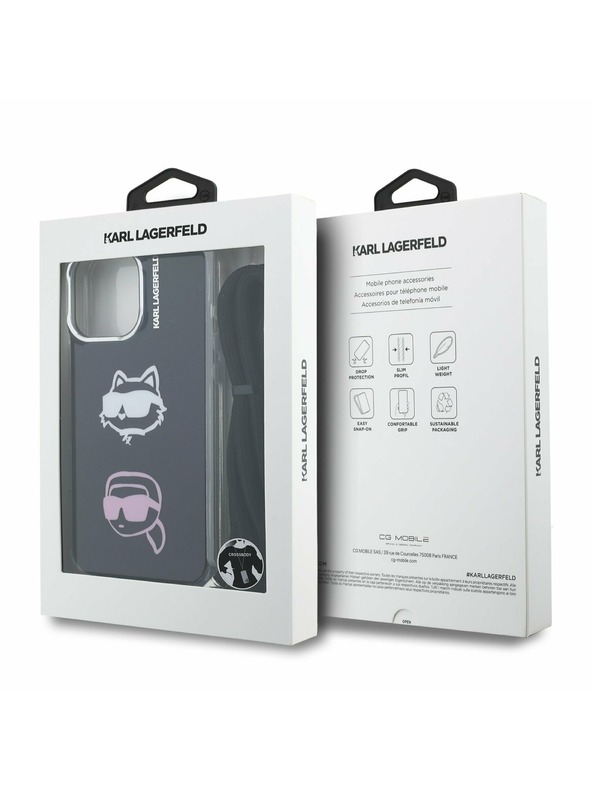 Karl Lagerfeld Karl Lagerfeld IML Crossbody K&CH Heads Задна обвивка за iPhone 16 Pro Black