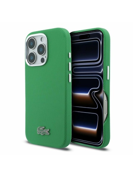 Lacoste Lacoste PVC Iconic Petit Pique Metal Logo MagSafe Задна обвивка за iPhone 16 Pro Estragon Green