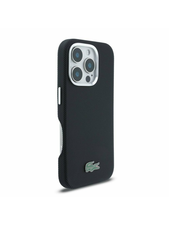 Lacoste Lacoste PVC Iconic Petit Pique Metal Logo MagSafe Задна обвивка за iPhone 16 Pro Black