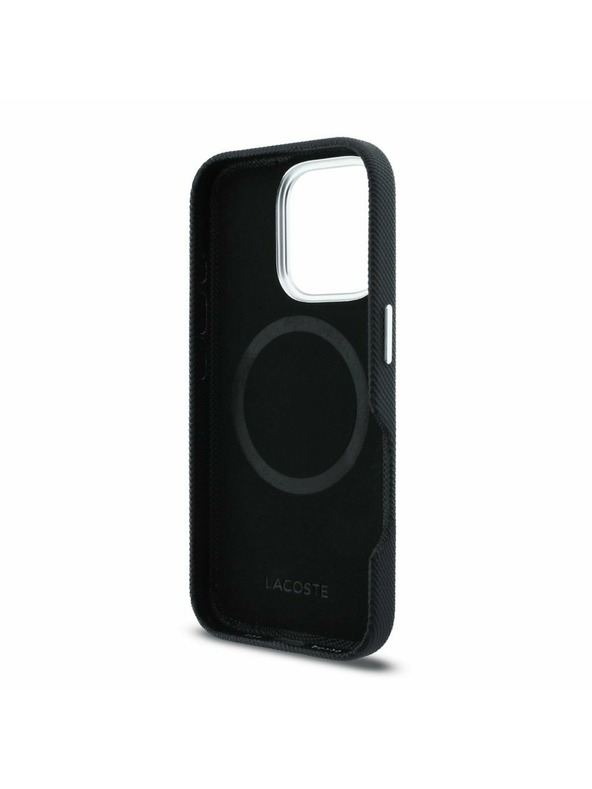 Lacoste Lacoste PVC Iconic Petit Pique Metal Logo MagSafe Задна обвивка за iPhone 16 Pro Black