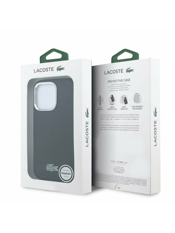 Lacoste Lacoste PVC Iconic Petit Pique Metal Logo MagSafe Задна обвивка за iPhone 16 Pro Black