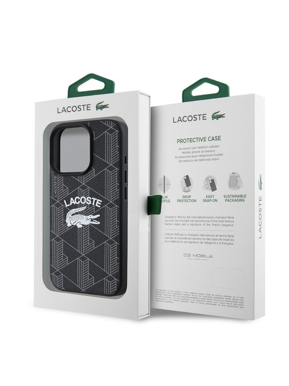 Lacoste Lacoste Blend Monogram MagSafe Задна обвивка за iPhone 16 Pro Black