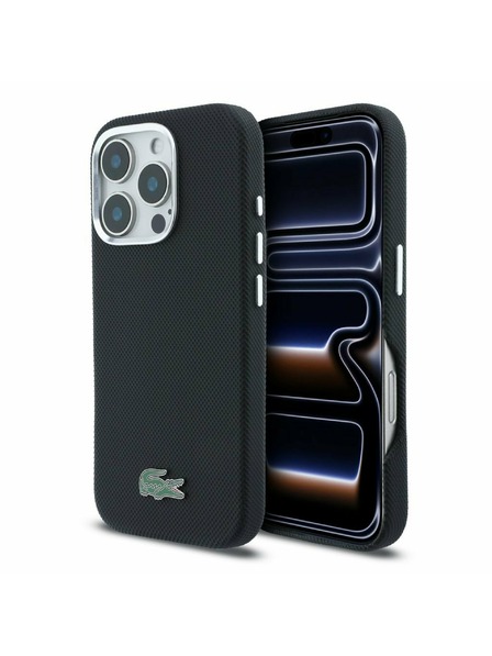 Lacoste Lacoste PVC Iconic Petit Pique Metal Logo MagSafe Задна обвивка за iPhone 16 Pro Max Black