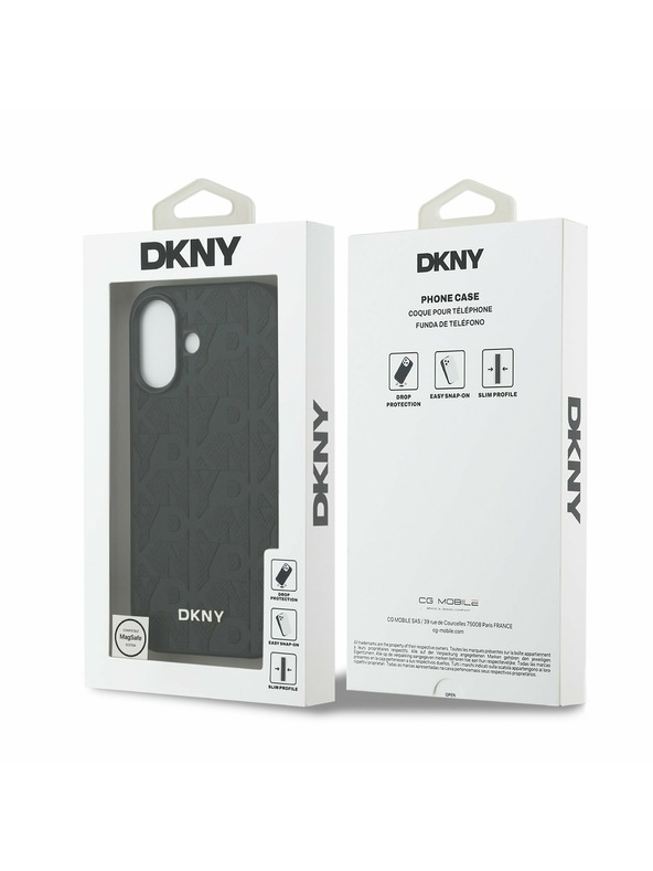 DKNY DKNY PU Leather Grid Pattern Magsafe Задна обвивка за iPhone 17 Black