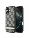 DKNY DKNY PU Leather Checkered Pattern and Stripe Задна обвивка за iPhone 17 Black