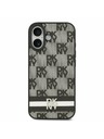 DKNY DKNY PU Leather Checkered Pattern and Stripe Задна обвивка за iPhone 17 Black