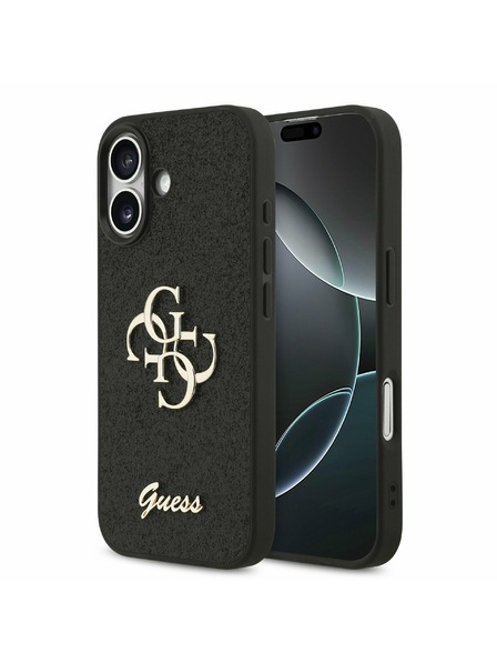 Guess Guess PU Fixed Glitter 4G Metal Logo Задна обвивка за iPhone 17 Black