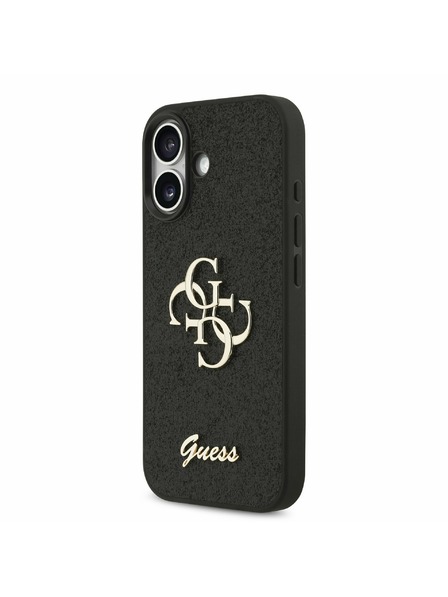 Guess Guess PU Fixed Glitter 4G Metal Logo Задна обвивка за iPhone 17 Black