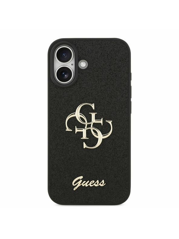 Guess Guess PU Fixed Glitter 4G Metal Logo Задна обвивка за iPhone 17 Black