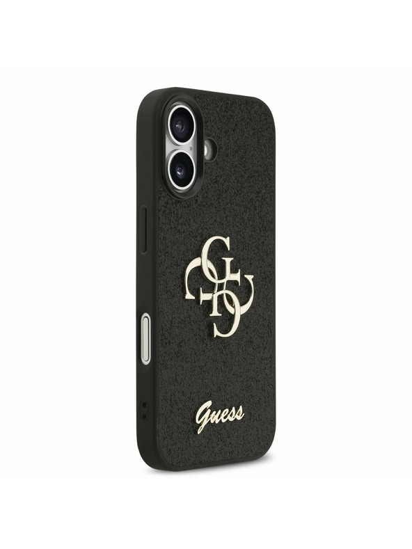 Guess Guess PU Fixed Glitter 4G Metal Logo Задна обвивка за iPhone 17 Black