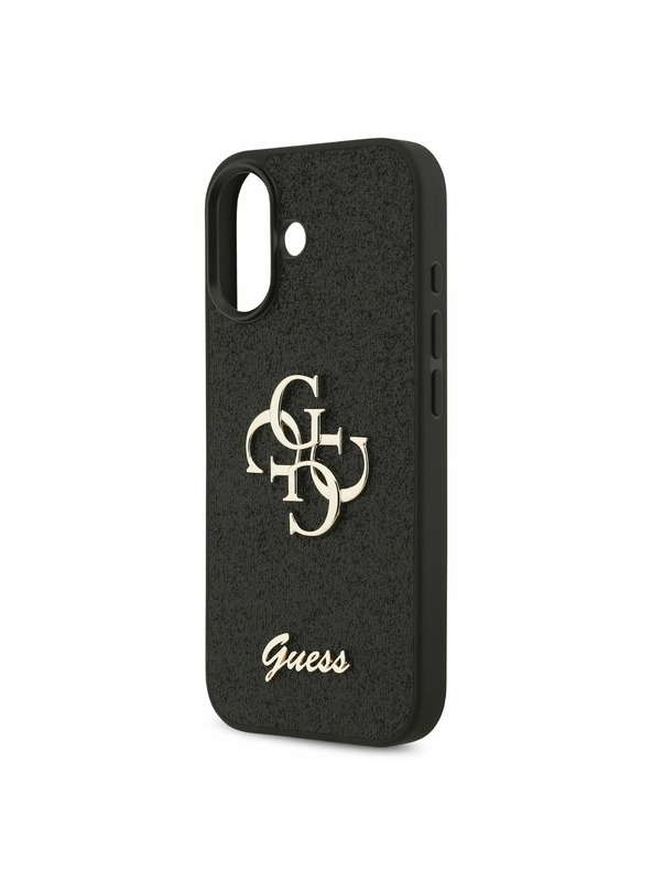 Guess Guess PU Fixed Glitter 4G Metal Logo Задна обвивка за iPhone 17 Black