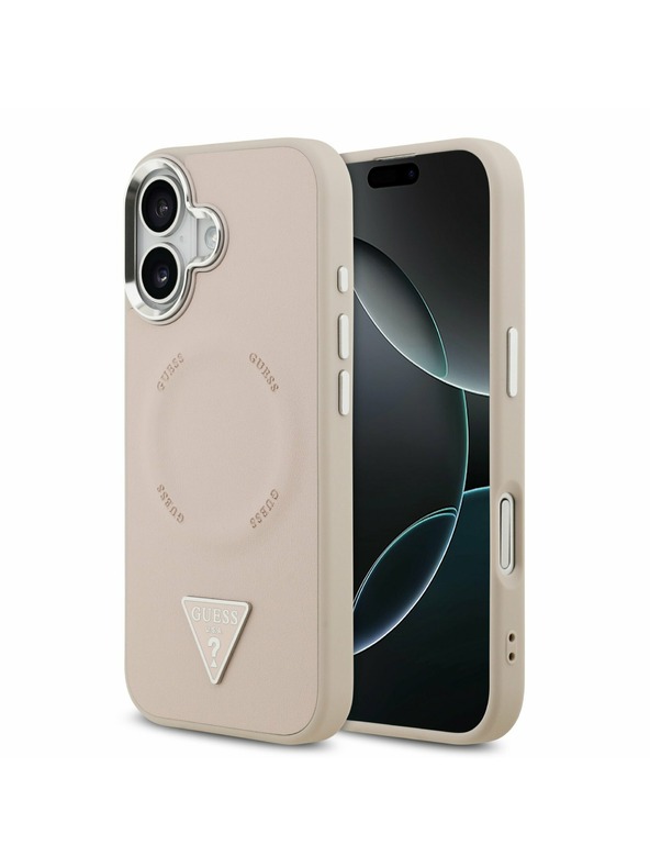 Guess Guess PU Leather Triangle Logo MagSafe Задна обвивка за iPhone 17 Pink