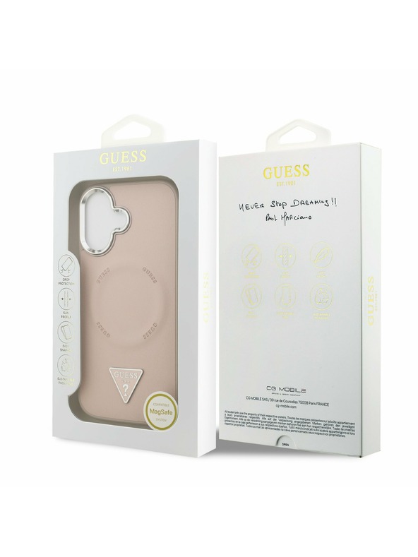 Guess Guess PU Leather Triangle Logo MagSafe Задна обвивка за iPhone 17 Pink