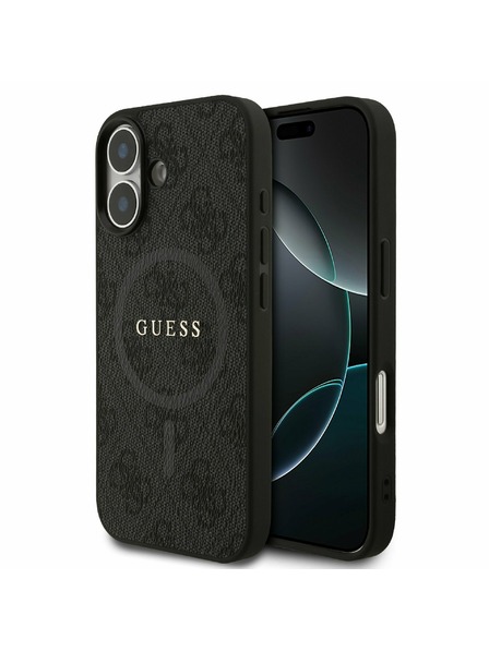 Guess Guess PU Leather 4G Colored Ring MagSafe Задна обвивка за iPhone 17 Black