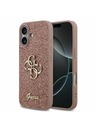 Guess Guess PU Fixed Glitter 4G Metal Logo Задна обвивка за iPhone 17 Pink