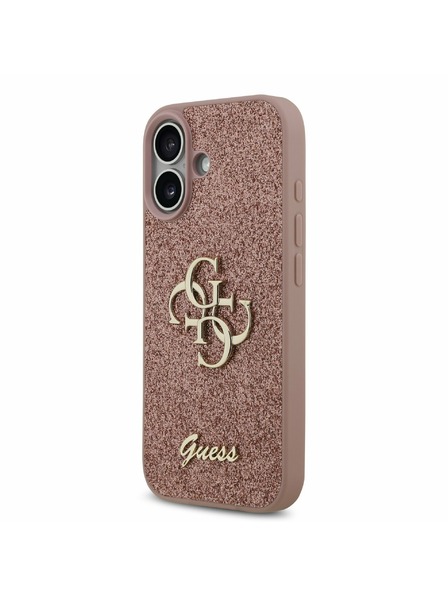 Guess Guess PU Fixed Glitter 4G Metal Logo Задна обвивка за iPhone 17 Pink