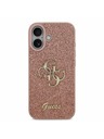 Guess Guess PU Fixed Glitter 4G Metal Logo Задна обвивка за iPhone 17 Pink