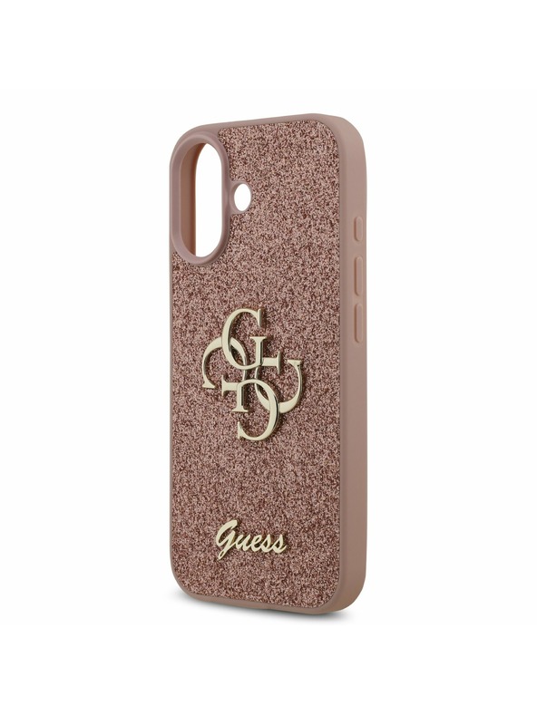 Guess Guess PU Fixed Glitter 4G Metal Logo Задна обвивка за iPhone 17 Pink