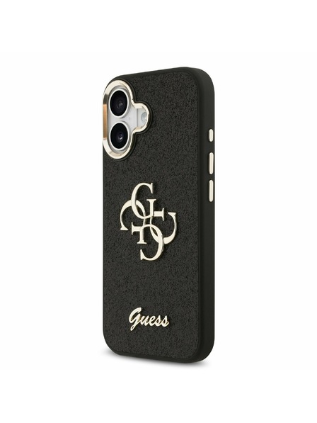 Guess Guess PU Fixed Glitter 4G Metal Frame Задний Чехол за iPhone 17 Black