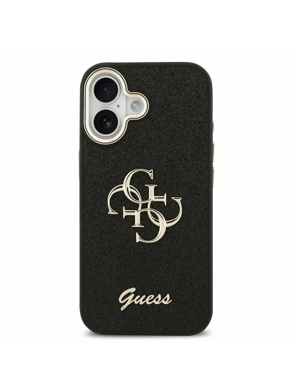 Guess Guess PU Fixed Glitter 4G Metal Frame Задний Чехол за iPhone 17 Black