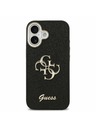 Guess Guess PU Fixed Glitter 4G Metal Frame Задний Чехол за iPhone 17 Black
